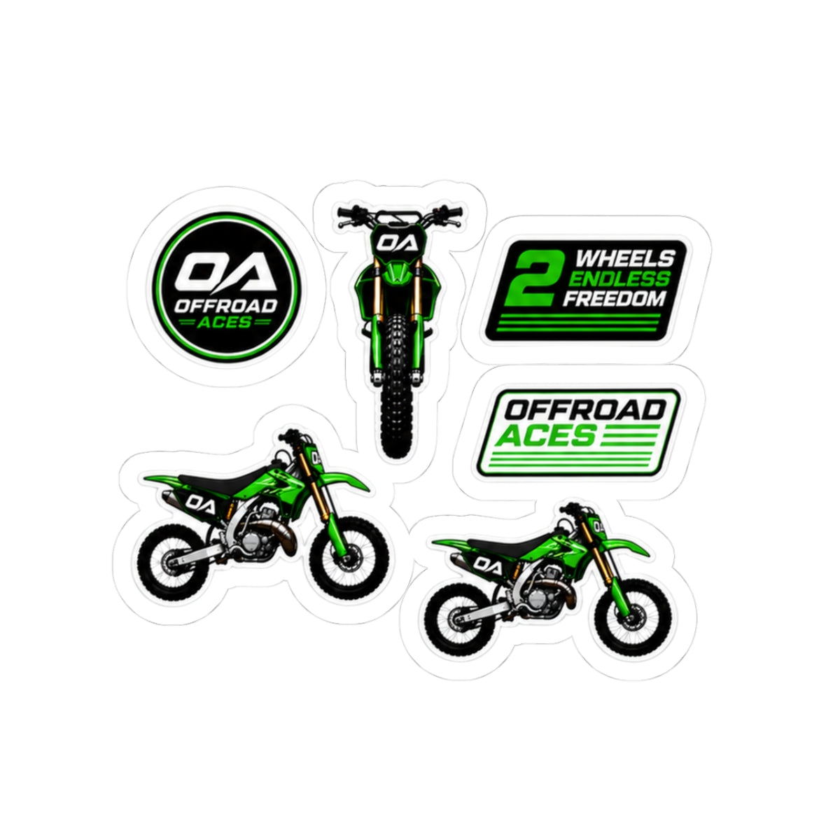 Green Dirt Bike Sticker Pack